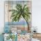 Designart; Designart - Palm Tree At The Beach Resort - Nautical & Coastal Print on Natural Pine Wood; Category:Wall Art; Image:3